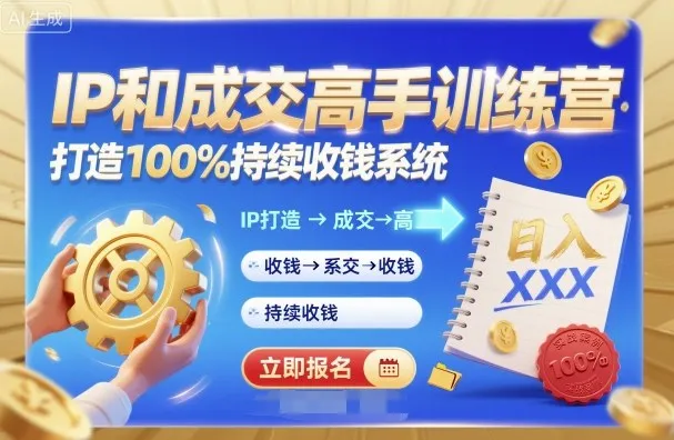 带你成为IP和成交高手的训练营，打造100%持续收钱系统-续财库
