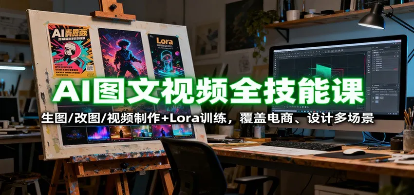 AI图文视频全技能课：生图/改图/视频制作+Lora训练，覆盖电商 、设计多场景-续财库