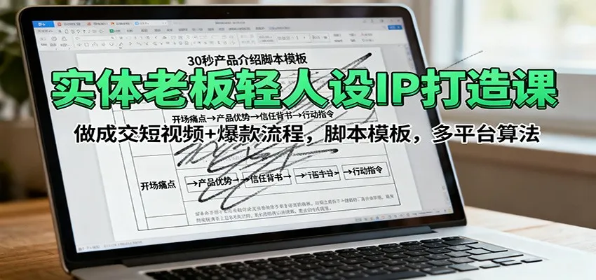 实体老板轻人设IP打造课:做成交短视频+爆款流程,脚本模板,多平台算法-续财库