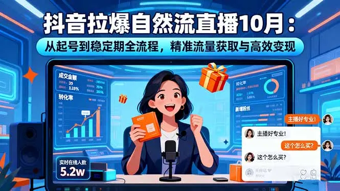抖音拉爆自然流直播10月：从起号到稳定期全流程，精准流量获取与高效变现-续财库