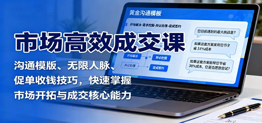 市场高效成交课：沟通模版、无限人脉、促单收钱技巧，快速掌握市场开拓与成交核心能力-续财库
