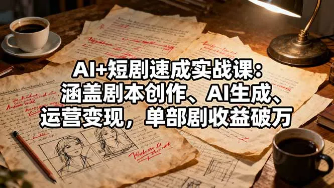 AI+短剧速成实战课：涵盖剧本创作、AI生成、运营变现，单部剧收益破万-续财库