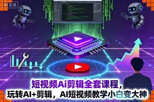短视频Ai剪辑全套课程,玩转AI+剪辑,AI短视频教学小白变大神