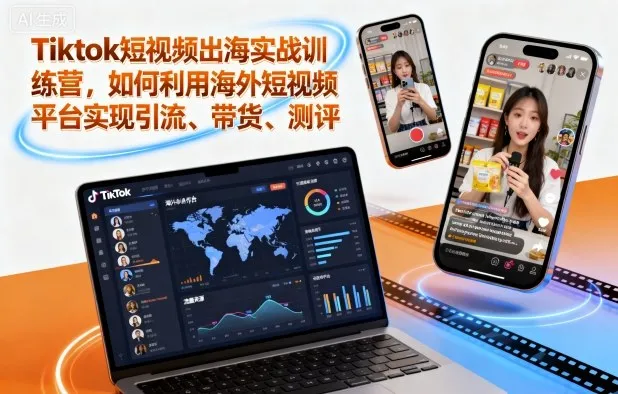 Tiktok短视频出海实战训练营，如何利用海外短视频平台实现引流、带货、测评-续财库