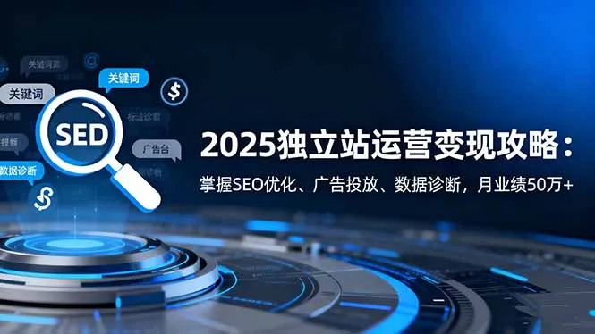 2025独立站运营变现攻略：掌握SEO优化、广告投放、数据诊断，月业绩50万+-续财库