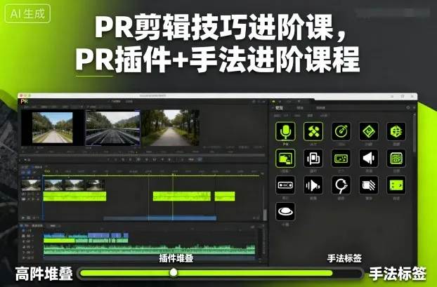 PR剪辑技巧进阶课，PR插件+手法进阶课程-续财库