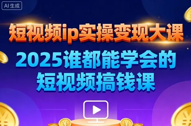 短视频ip实操变现大课，7月26-27日广州站线下课，2025谁都能学会的短视频搞钱课-续财库