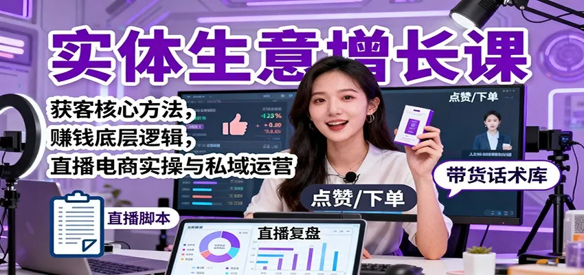 实体生意增长课：获客核心方法，赚钱底层逻辑，直播电商实操与私域运营-续财库