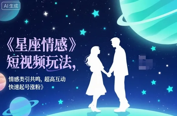 星座情感短视频玩法,情感类引共鸣,超高互动,快速起号涨粉-续财库