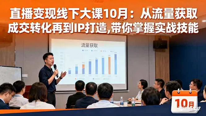 直播变现线下大课10月：从流量获取到成交转化再到IP打造,带你掌握实战技能-续财库