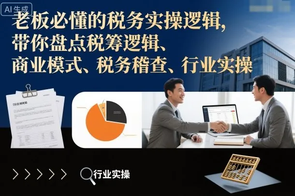 老板必懂的税务实操逻辑，带你盘点税筹逻辑、商业模式、税务稽查、行业实操-续财库