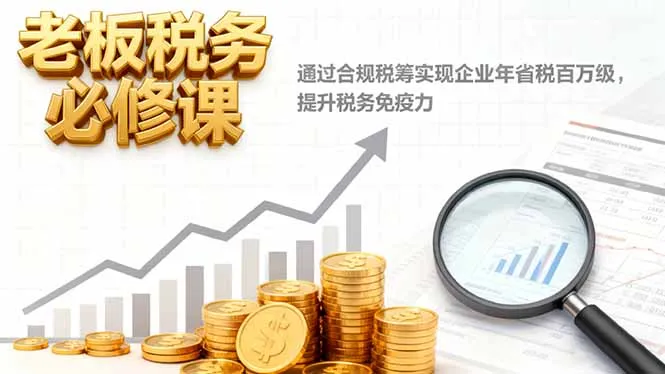 老板税务必修课，通过合规税筹实现企业年省税百万级，提升税务免疫力-续财库