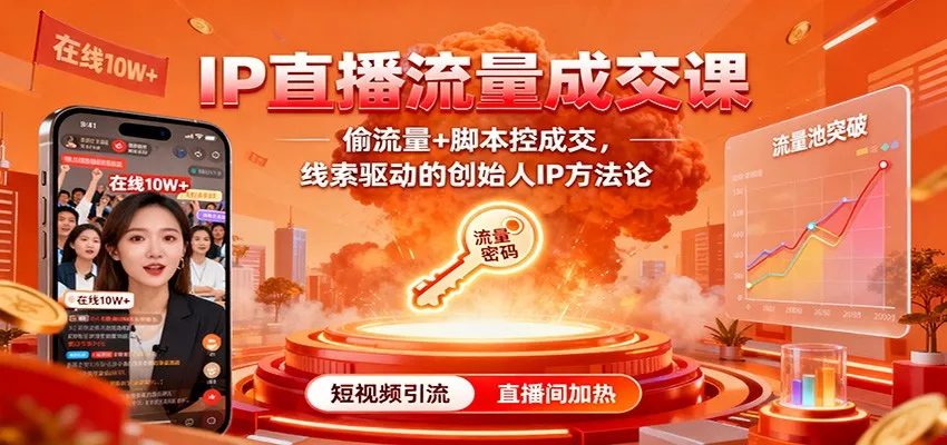 IP直播流量成交课：偷流量+脚本控成交，线索驱动的创始人IP方法论-续财库