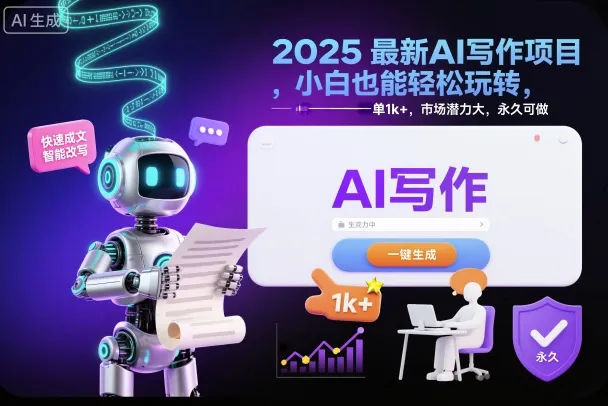 2025最新AI写作项目，小白也能轻松玩转，一单1k+，市场潜力大，永久可做-续财库