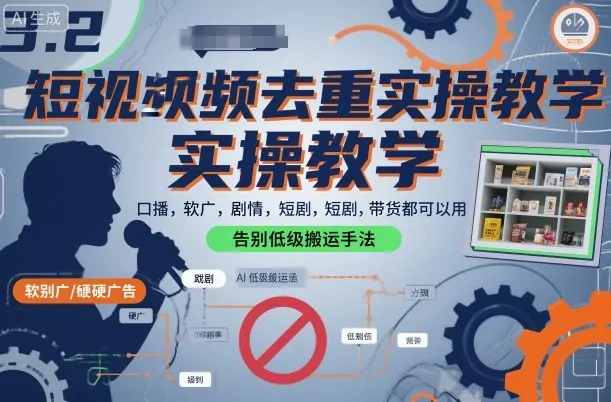 短视频去重实操教学，口播-软广-硬广-剧情-短剧-带货都可以用，告别低级搬运手法-续财库