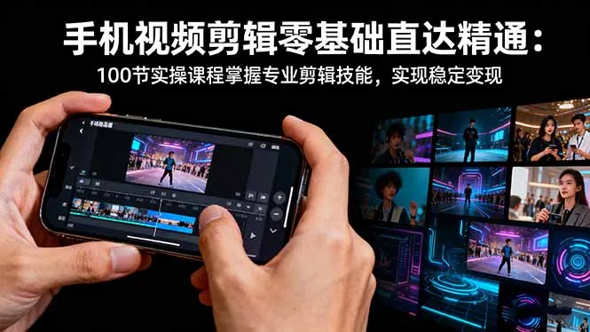 手机视频剪辑零基础直达精通：100节实操课程掌握专业剪辑技能，实现稳...-续财库