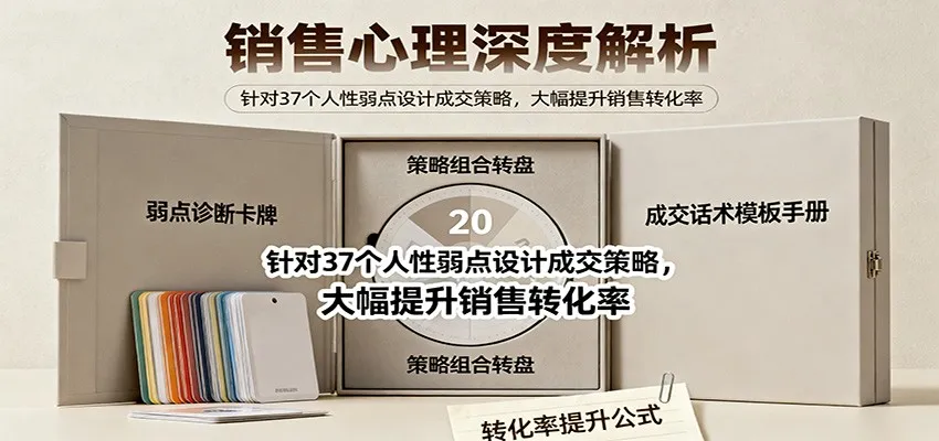 销售心理深度解析：针对37个人性弱点设计成交策略，大幅提升销售转化率！-续财库