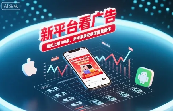 新平台看广告，养好机一条0.3到5米，每天上限100条，支持苹果安卓可批量操作-续财库