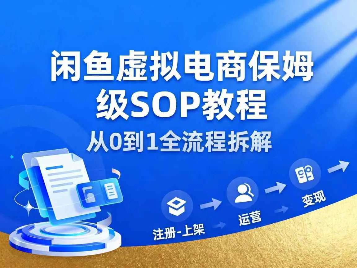 闲鱼虚拟电商，月入轻松过1W，保姆级SOP教程-续财库