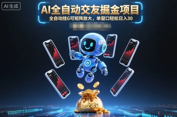 AI全自动交友掘金项目，全自动挂G可矩阵放大，单窗口轻松日入30+【揭秘】-续财库
