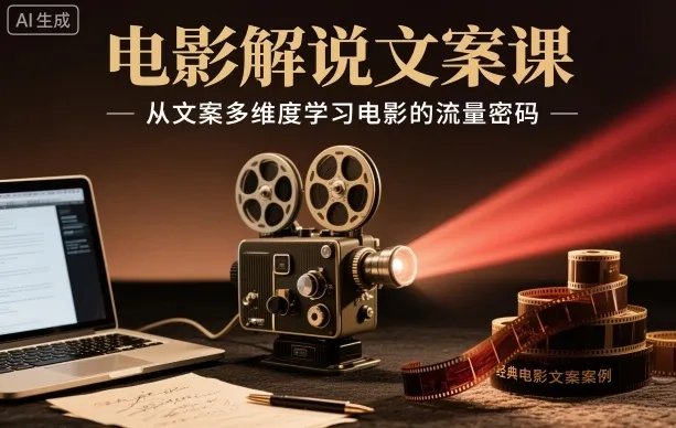 电影解说文案课，从文案多维度学习电影的流量密码-续财库