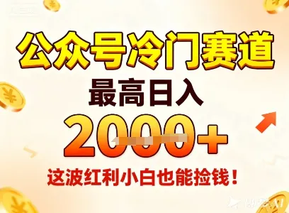 公众号冷门赛道，最高日入1k+，这波红利小白也能捡钱！-续财库
