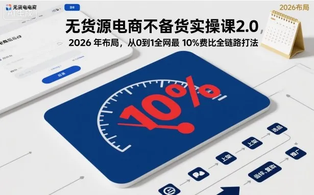 无货源电商不备货实操课2.0,2026年布局,从0到1全网最低10%费比全链路打法【更新中】-续财库