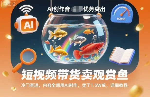 短视频带货卖观赏鱼，冷门赛道，内容全部用AI制作，卖了1.5W单，详细教程-续财库