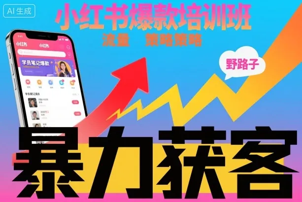 小红书爆款培训班，小红书获客野路子流量打法，暴力持续获客-续财库