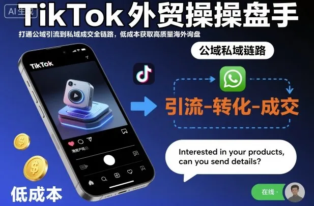 TikTok外贸操盘手，打通公域引流到私域成交全链路，低成本获取高质量海外询盘-续财库