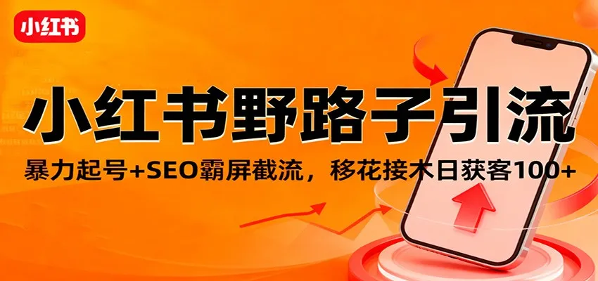 小红书野路子引流，暴力起号+SEO霸屏截流，移花接木日获客100+-续财库