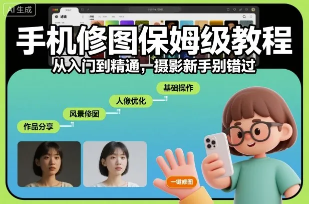 手机修图保姆级教程，从入门到精通，摄影新手别错过-续财库