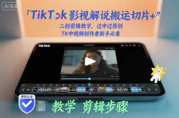 TikTok影视解说搬运切片+二创剪辑教学,过中过原创,TK中视频创作者新手必看-续财库