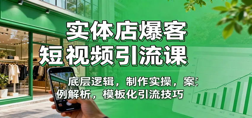 实体店爆客短视频引流课：底层逻辑，制作实操，案例解析，模板化引流技巧-续财库