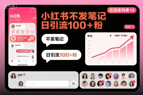 引流系列课14：小红书不发笔记日引流100+粉-续财库