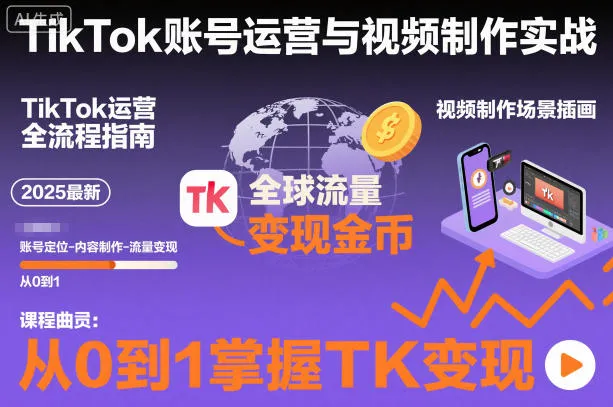2025最新TikTok账号运营与视频制作实战全流程，从0到1掌握TK变现(含11月最新TK搬运技术)-续财库