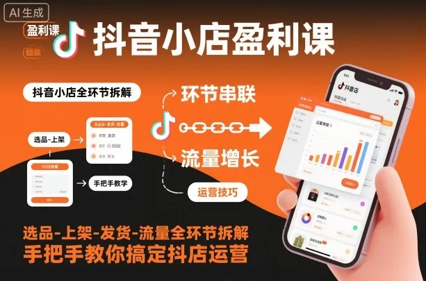 抖音小店盈利课-选品-上架-发货-流量全环节拆解,手把手教你搞定抖店运营-续财库