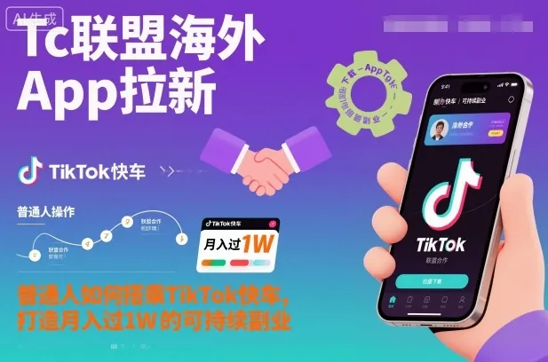 Tc联盟海外App拉新：普通人如何搭乘TikTok快车，打造月入过1W的可持续副业-续财库