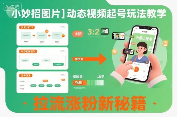 小妙招图片＋动态视频起号玩法教学，拉流涨粉新秘籍-续财库