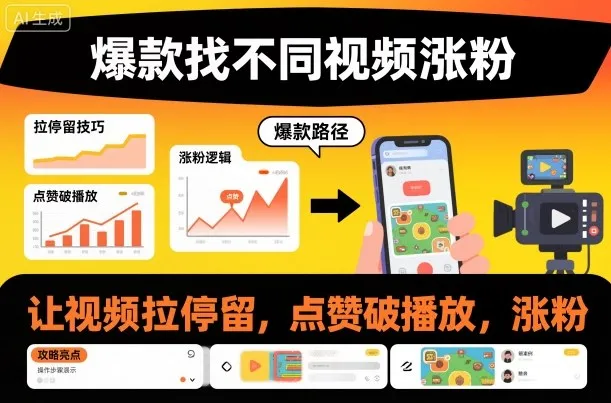 爆款找不同视频涨粉，让视频拉停留，实现点赞，破播放，涨粉-续财库