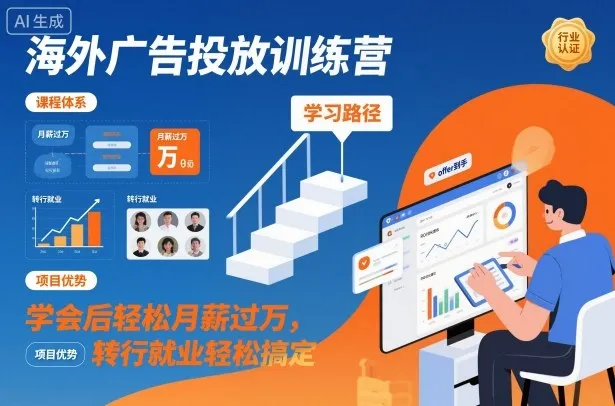 海外广告投放训练营，学会后轻松月薪过万，转行就业轻松搞定-续财库