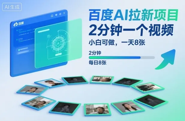 百度AI拉新项目，2分钟一个视频，小白可做，一天8张【附案例+保姆级教程】-续财库