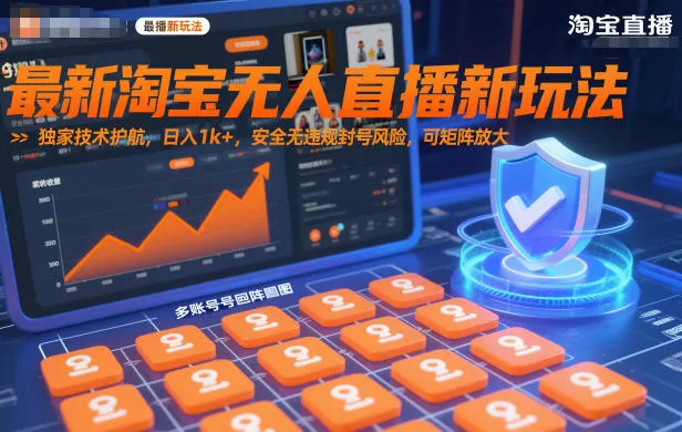 最新淘宝无人直播新玩法,独家技术护航,日入1k+,安全无违规封号风险,可矩阵放大【揭秘】-续财库