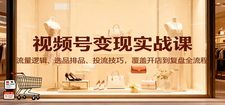视频号变现实战课:流量逻辑、选品排品、投流技巧,覆盖开店到复盘全流程-续财库