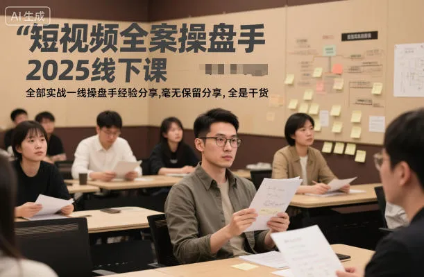 短视频全案操盘手2025线下课，全部实战一线操盘手经验分享，毫无保留分享，全是干货-续财库