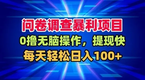 问卷调查暴利项目,0撸无脑操作,提现快,每天轻松日入100+【揭秘】-续财库