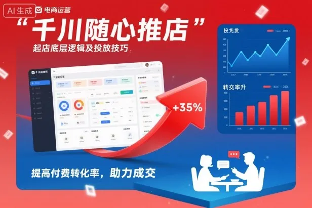 千川随心推起店底层逻辑及投放技巧，提高付费转化率，助力成交-续财库