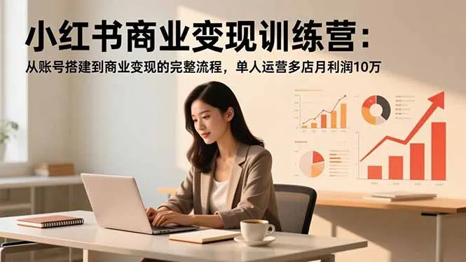 小红书商业变现训练营：从账号搭建到商业变现的完整流程，单人运营多店月利润10万-续财库