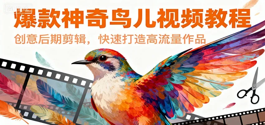 爆款神奇鸟儿视频教程，创意后期剪辑，快速打造高流量作品-续财库