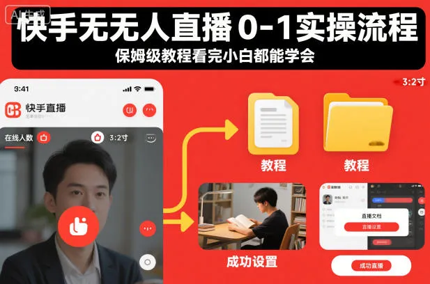 快手无人直播0-1实操流程,保姆级教程看完小白都能学会-续财库
